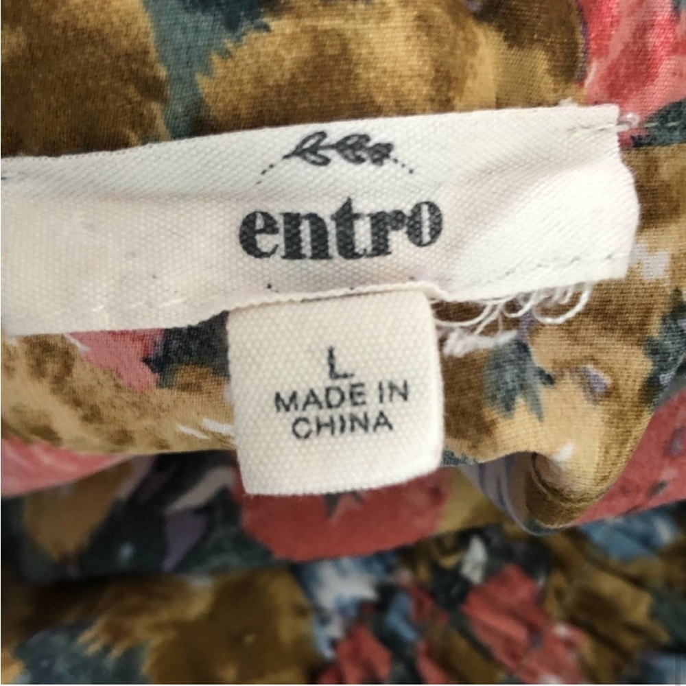 Anthropologie Entro Boho Floral Print Tiered Mini Dress size Large - Picture 11 of 12